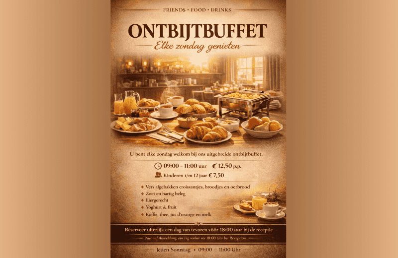Breakfast buffet every Sunday